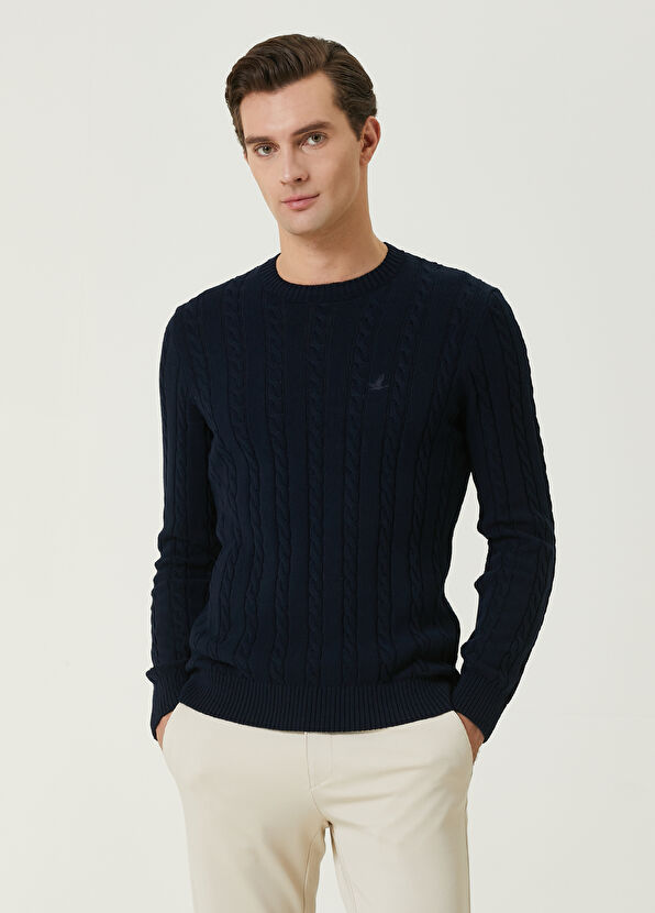 Beymen Club Navy Blue Hair Braid Textured Sweater - 1