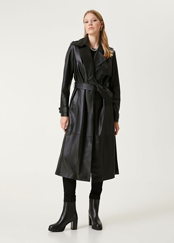 Beymen Club Siyah Deri Pardesü - 2