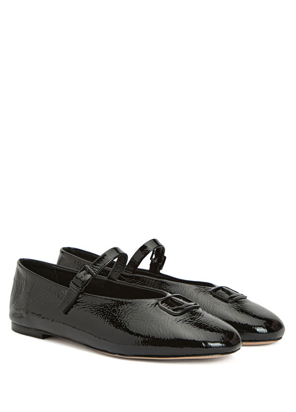 Beymen Club Mary Jane Siyah Kırışık Rugan Deri Babet - 2