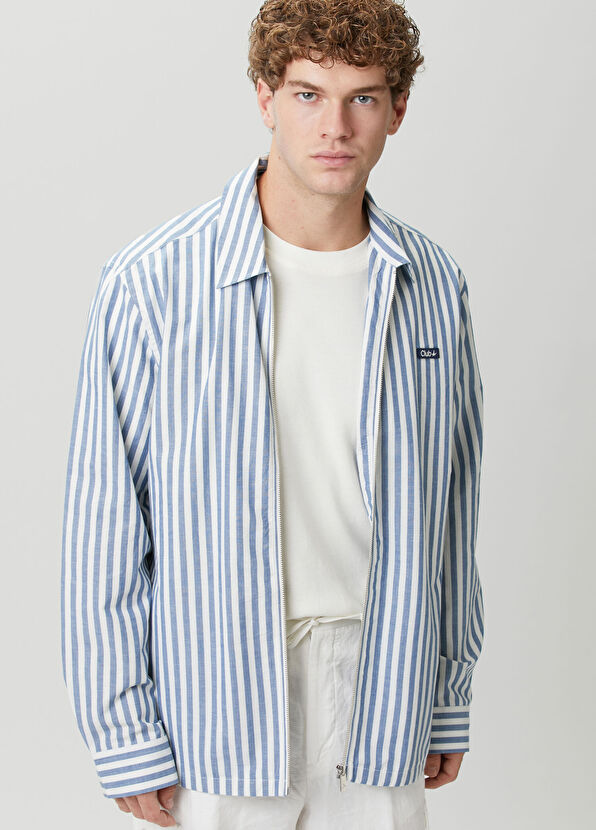 Beymen Club Blue White Comfort Fit Striped Outer Shirt - 2