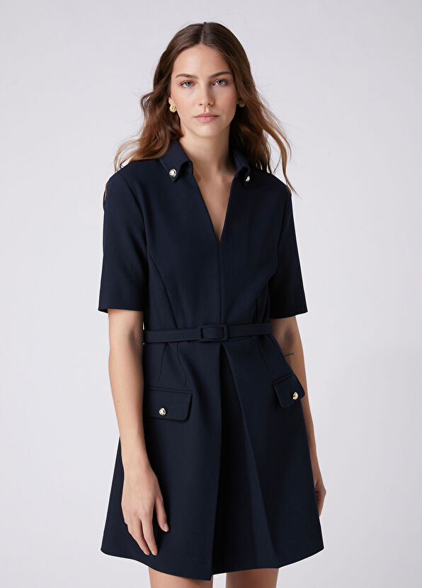 Beymen Club Lacivert Pile Detaylı Mini Elbise - 3