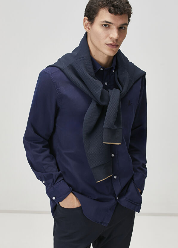 Beymen Club Comfort Fit Lacivert Gabardin Doku Gömlek - 2