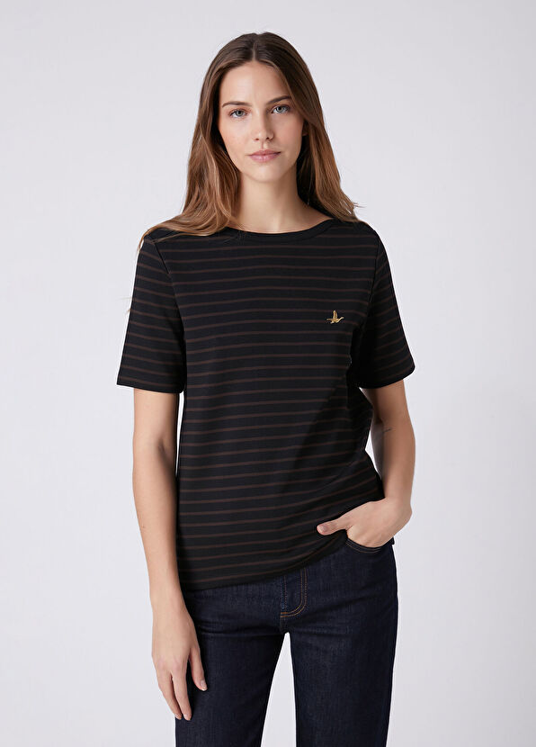 Beymen Club Siyah Kahve Çizgili T-shirt - 1