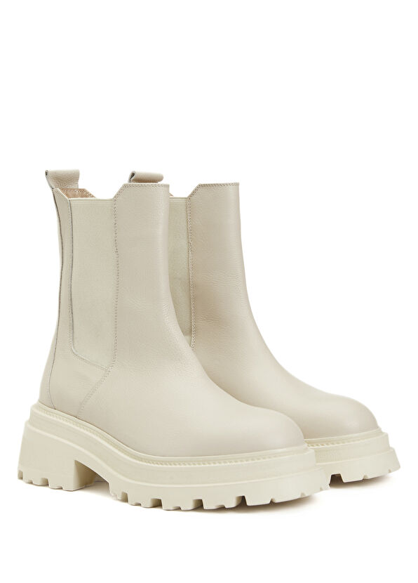 Beymen Club Ecru Women's Leather Boots - 2