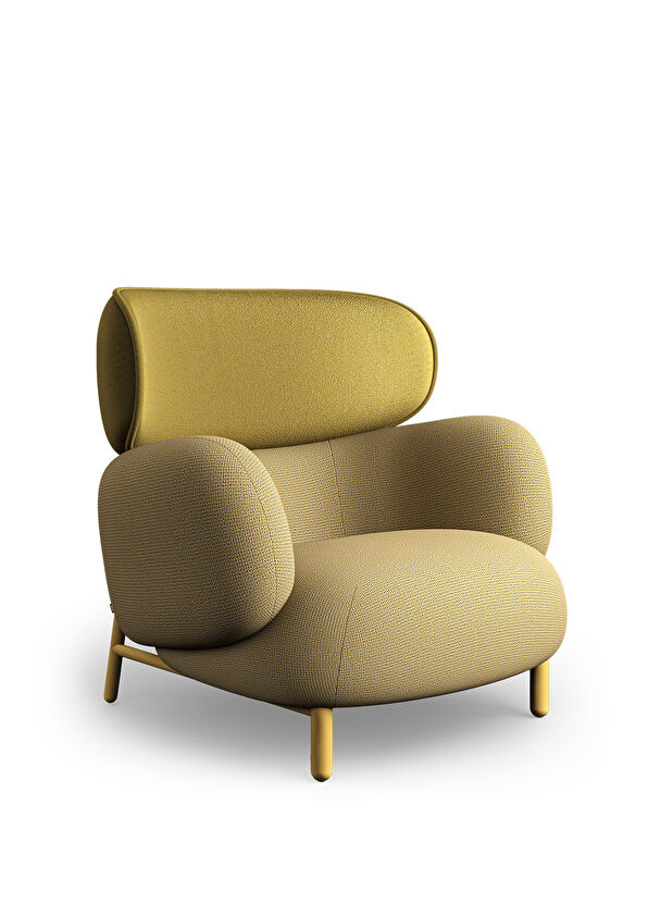 Borbo Moby High Yellow Armchair with Metal Legs - 1