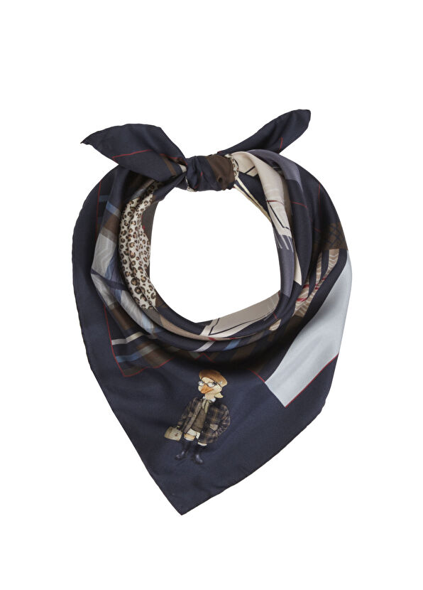 Beymen Club Plum Clubby Pattern Silk Scarf - 2
