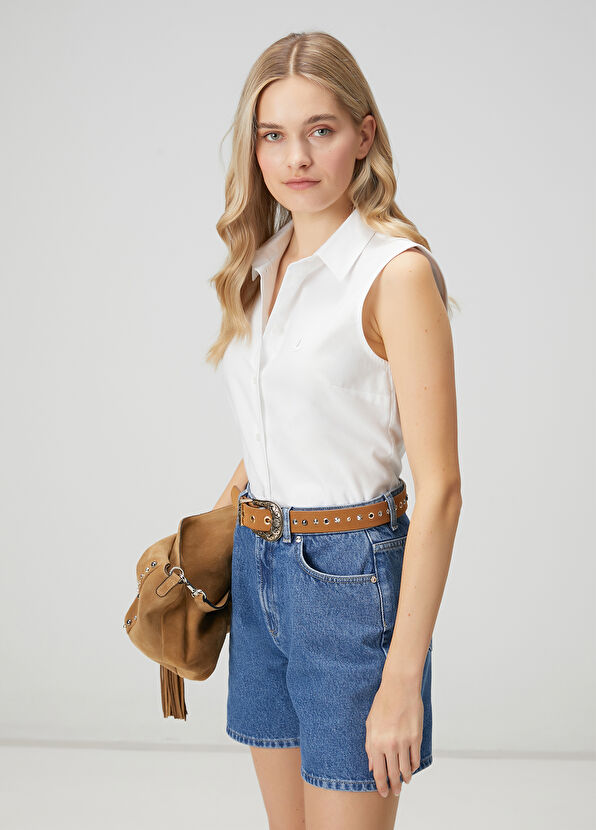 Beymen Club Kırık Beyaz Kolsuz Oxford Gömlek - 2