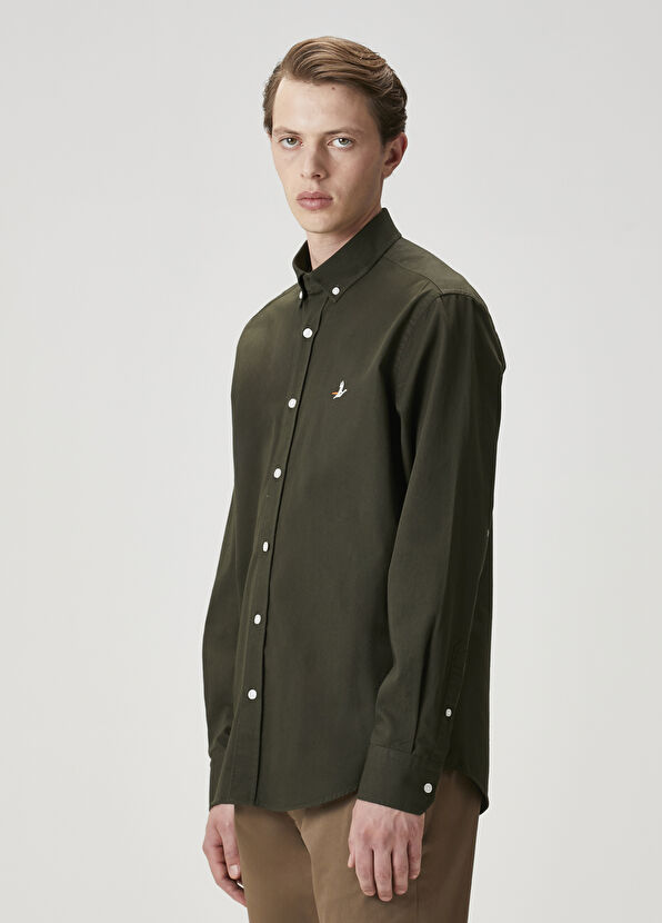 Beymen Club Comfort Fit Haki Gabardin Doku Gömlek - 4