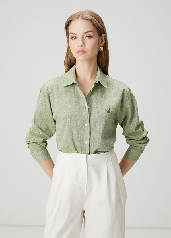 Beymen Club Açık Haki Keten Gömlek - 1