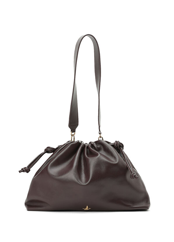 Beymen Club Women's Leather Bag With Burgundy Gathering Detail - 1