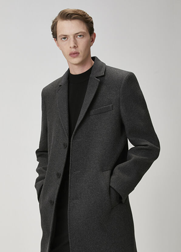 Beymen Club Antrasit İtalyan Yün Kaşe Palto - 2