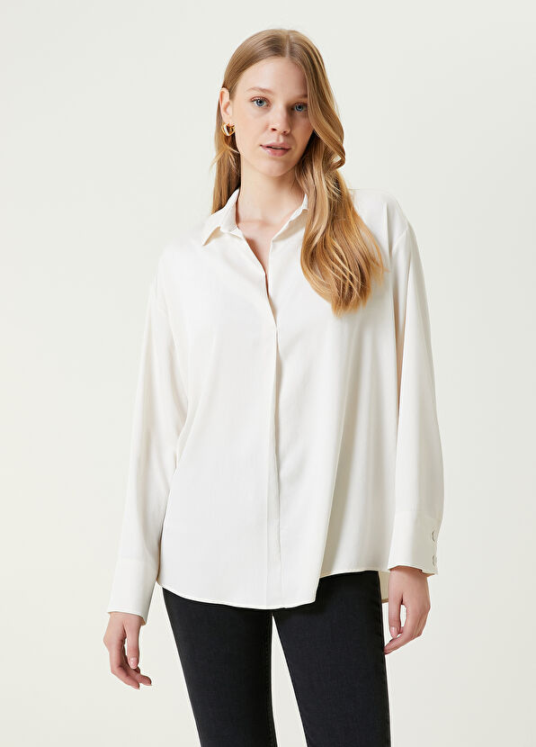 Beymen Club Beyaz Yüksek Manşetli Gömlek - 1