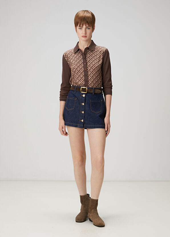 Beymen Club Kahverengi Monogram Polo Hırka - 2