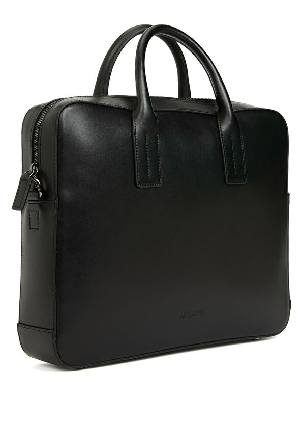 Siyah Erkek Deri Laptop Çantası - Görsel 4