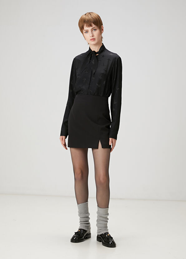 Beymen Club Black Logo Jacquard Silk Shirt - 2