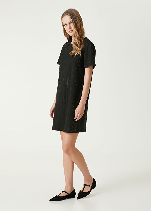 Black Swarovski Ribbon Stones Mini Dress Beymen Club Black Swarovski Ribbon Stones Mini Dress - 4