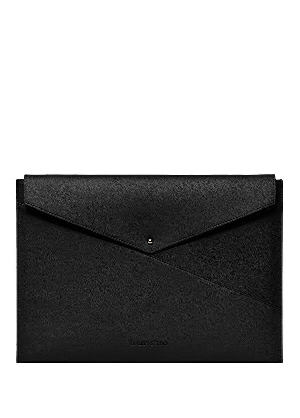 Envelope 13" Siyah Vegan Deri Unisex MacBook Kılıfı - Görsel 2