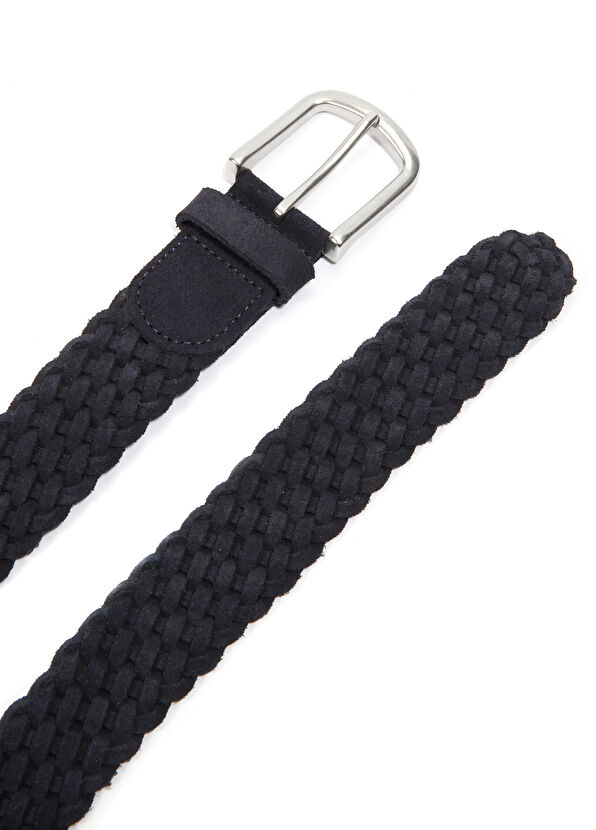 Beymen Club Lacivert Örgülü Erkek Süet Kemer - 2