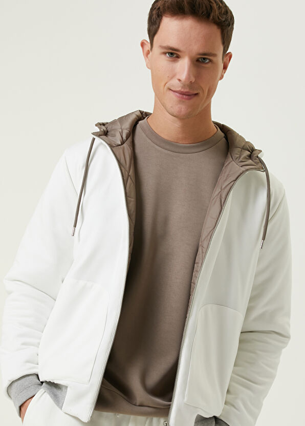 Beymen Club Beyaz Kapüşonlu Çift Taraflı Jersey Mont - 2