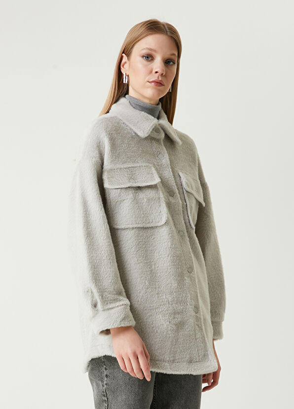 Beymen Club Oversize Gri Dış Gömlek - 4
