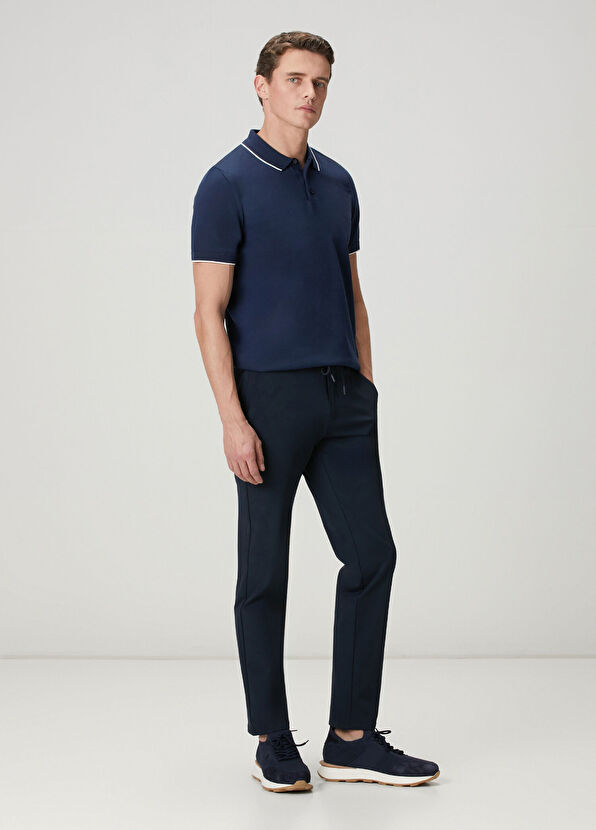 Beymen Club Navy Blue Plain Knit Basic Short Sleeve Knitwear - 3