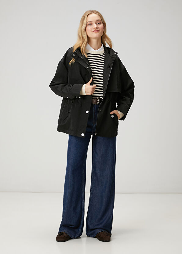 Beymen Club Siyah Kapüşonlu Mont - 3