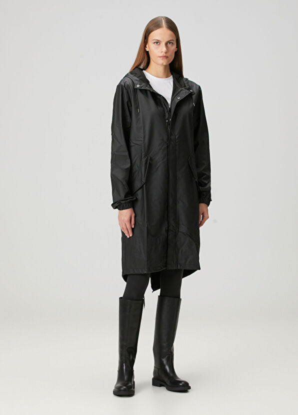 Fishtail Siyah Kapüşonlu Parka - Görsel 3