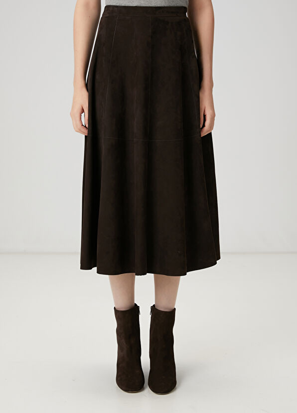 Beymen Club Brown Midi Suede Skirt - 3
