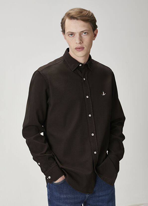 Beymen Club Comfort Fit Brown Textured Shirt - 4
