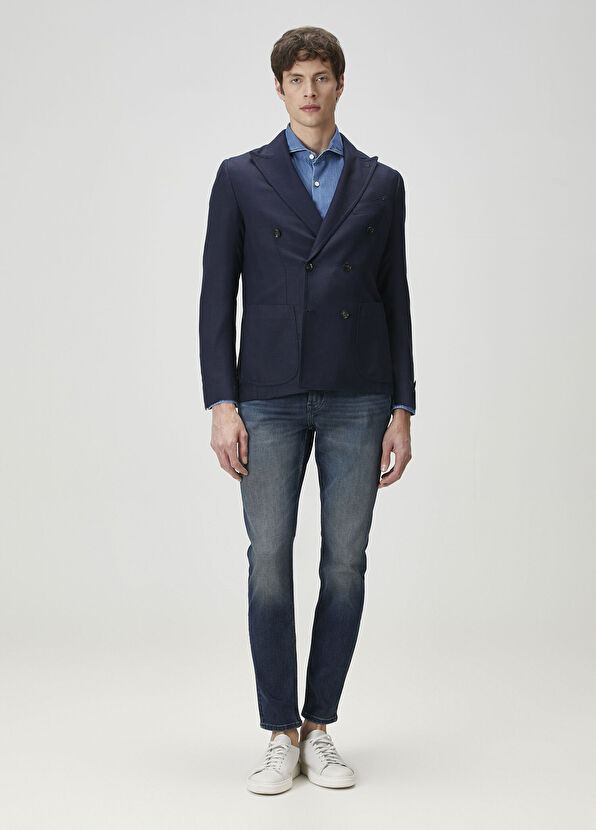 LUIGI BORRELLI Dark Blue Denim Shirt - 2