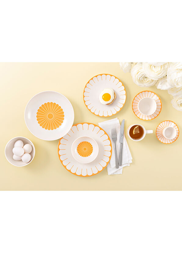 Villeroy & Boch Fleur Soleil Turuncu Porselen Kahve ve Çay Fincan Tabağı - 2