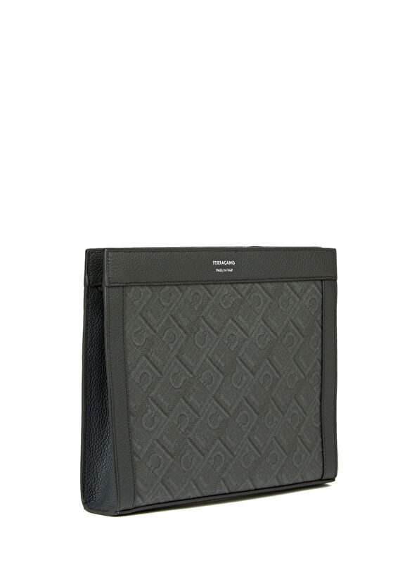 Ferragamo Grey logo patterned men's hand portfolio - 2