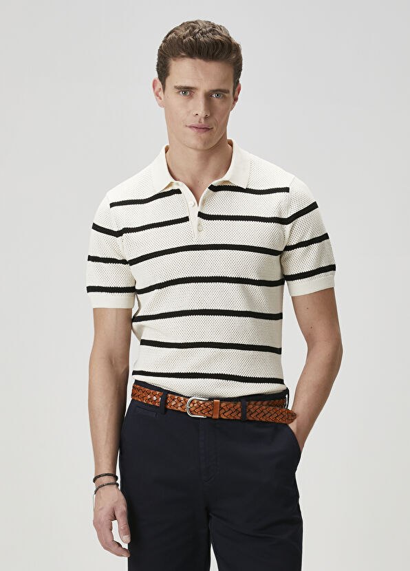 Beymen Club Cream Navy Blue Polo Knitwear - 2