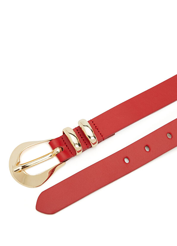 Beymen Club Kırmızı Çift Metal Köprü Detaylı Kadın Deri Kemer - 2
