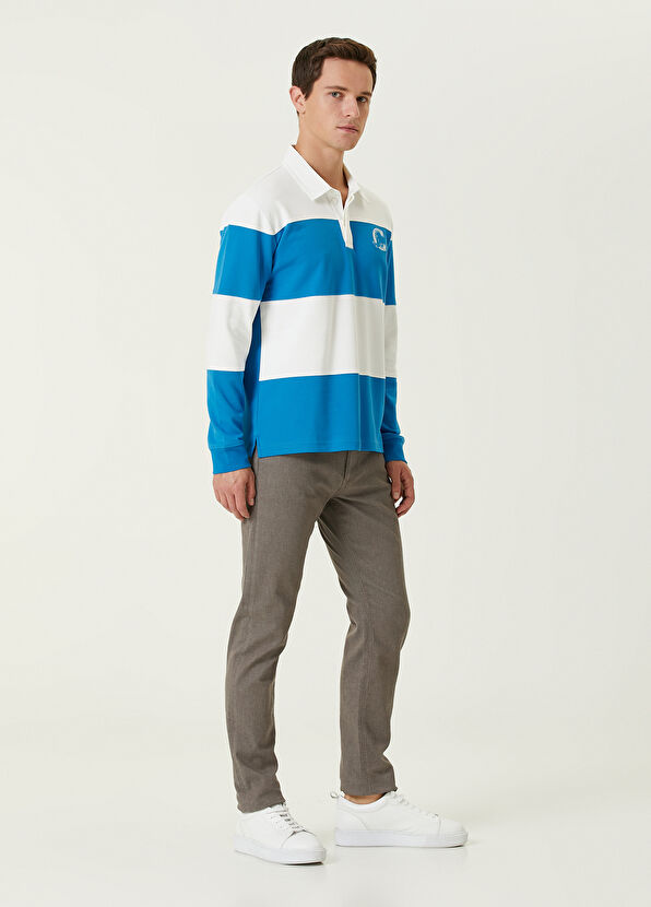 Beymen Club Turquoise Polo Neck Colorblocked Sweatshirt - 3