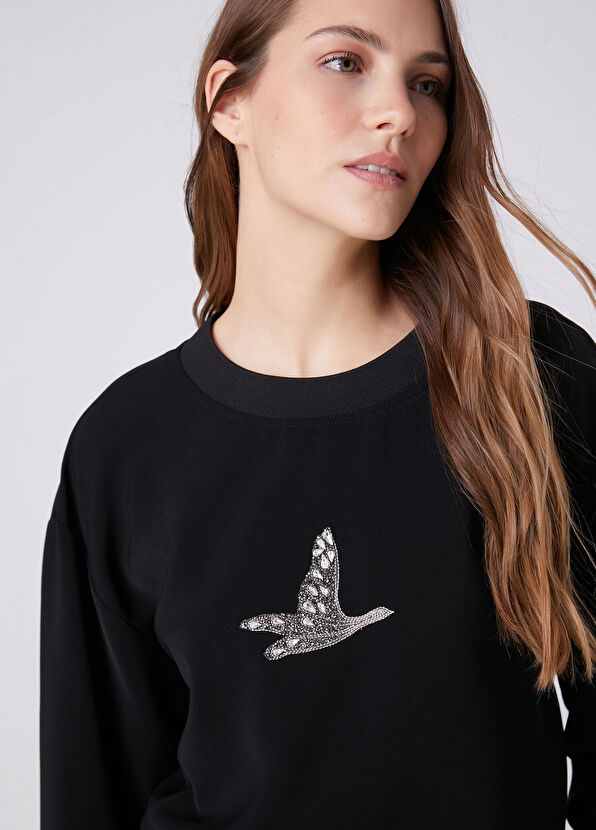 Beymen Club Black Embellished Logo Crepe Blouse - 2