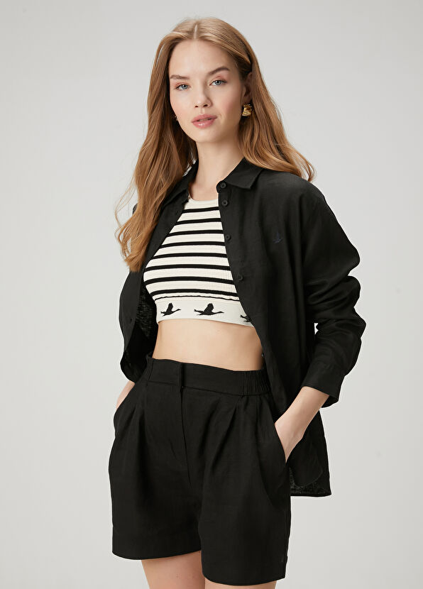 Beymen Club Siyah Keten Şort - 1