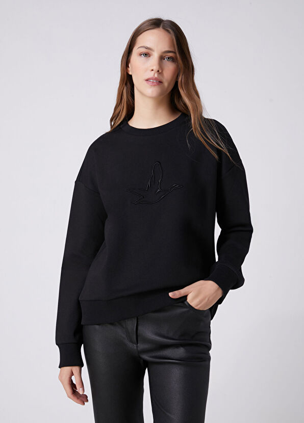 Beymen Club Black Logo Embroidered Sweatshirt - 4