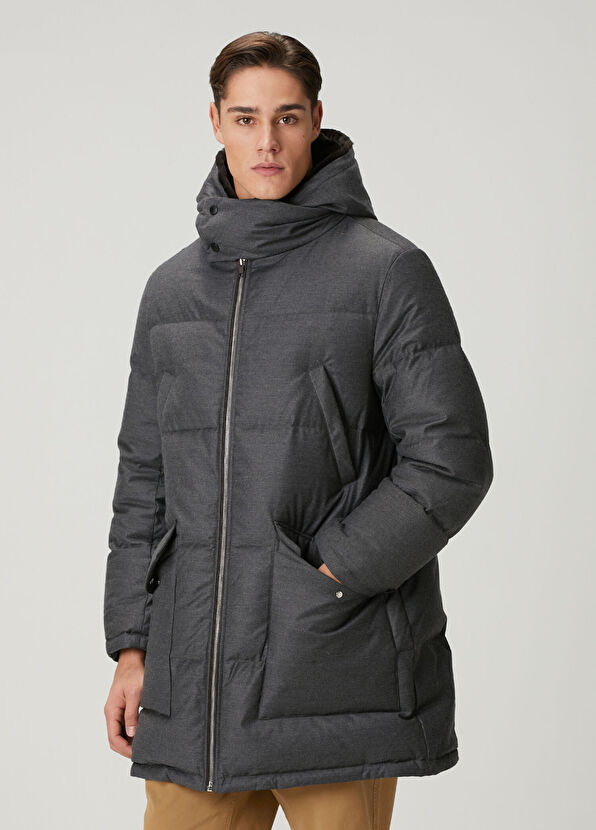 Yves Salomon Antrasit Kapüşonlu Puff Parka - 3