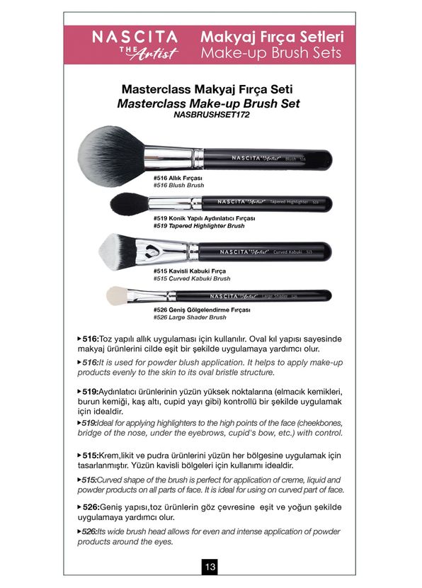 Nascita Artist Serie Masterclass Makyaj Fırça Seti NASBRUSHSET172 - 4