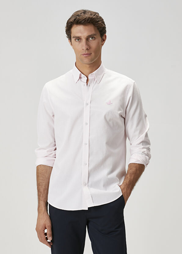 Beymen Club Comfort Fit Pembe Armürlü Kareli Gömlek - 2
