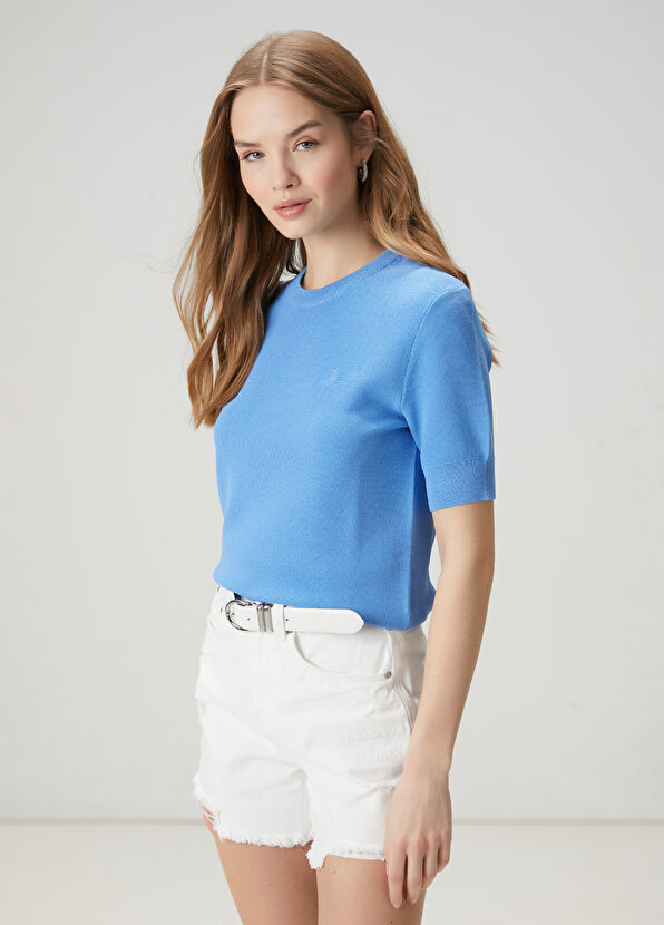 Beymen Club Mavi Kısa Kol Pike Kazak - 1