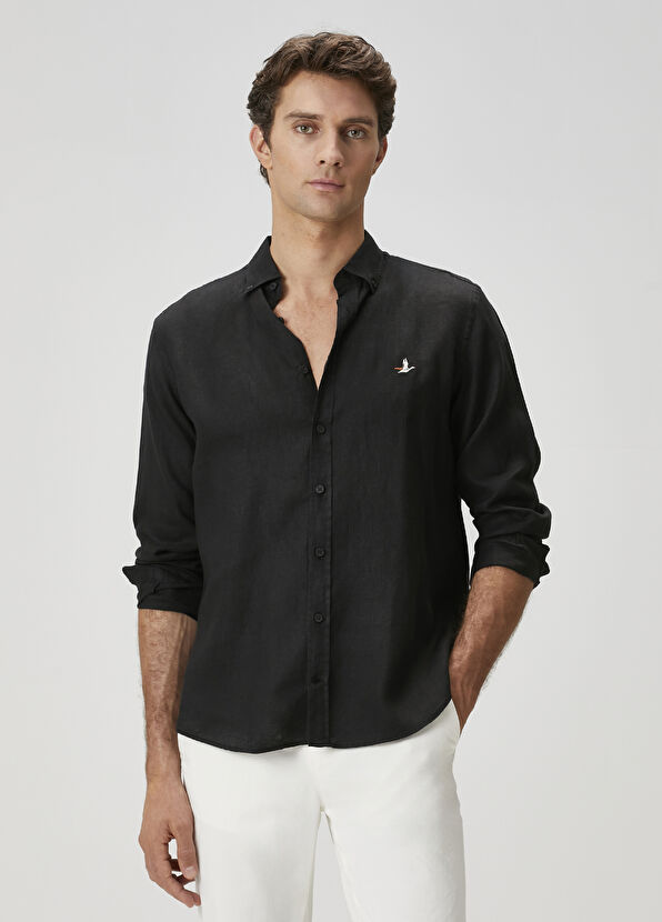 Beymen Club Comfort Fit Black Linen Shirt - 2