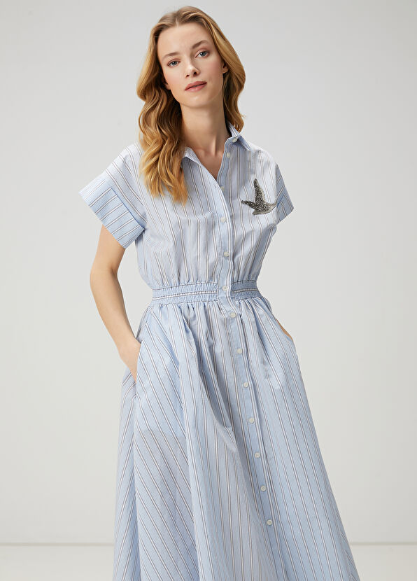 Beymen Club Blue Striped Maxi Shirt Dress - 2