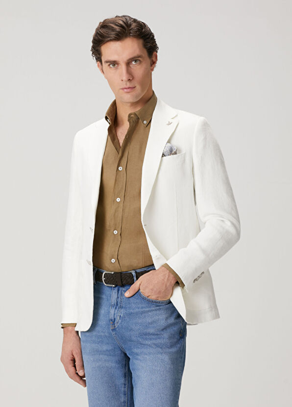 Beymen Club Off-White Linen Jacket - 1