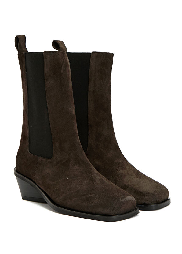 Kahverengi Kadın Süet Western Bot - Görsel 3