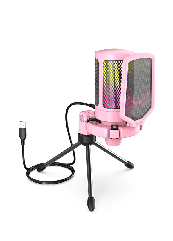 Fifine Ampligame A6VP Rgb Usb Pembe Mikrofon  - 1