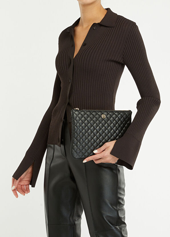 Siyah Kapitoneli Kadın El Portföyü - Görsel 3