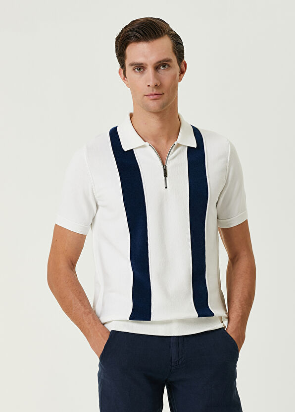 Beymen Club Beyaz Polo Yaka Havlu Dokulu Kısa Kollu Triko - 1