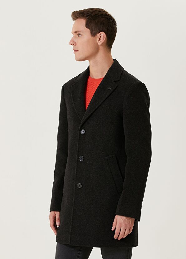 Beymen Club Anthracite Wool Cashmere Coat - 4
